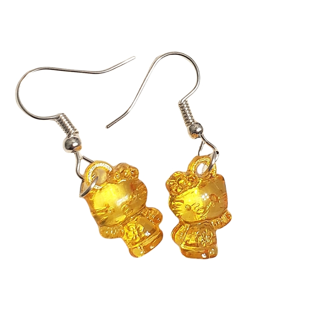 Dark yellow hello kitty earrings - Picture 1 of 2
